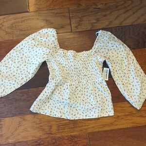 Old Navy Floral Smocked Blouse - White and Multicolor